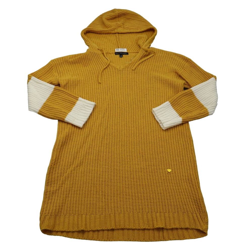 Derek Heart Sweater Women 1X Yellow White Hoodie Casual Lightweight Pullover